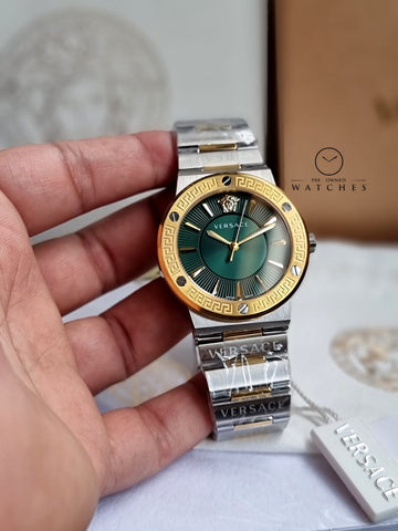 Versace Ladies Watch Greca Logo Two-Tone Green VEVH00720